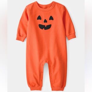 🍊5/$25 Carter's Orange Pumpkin Face Romper size 3m